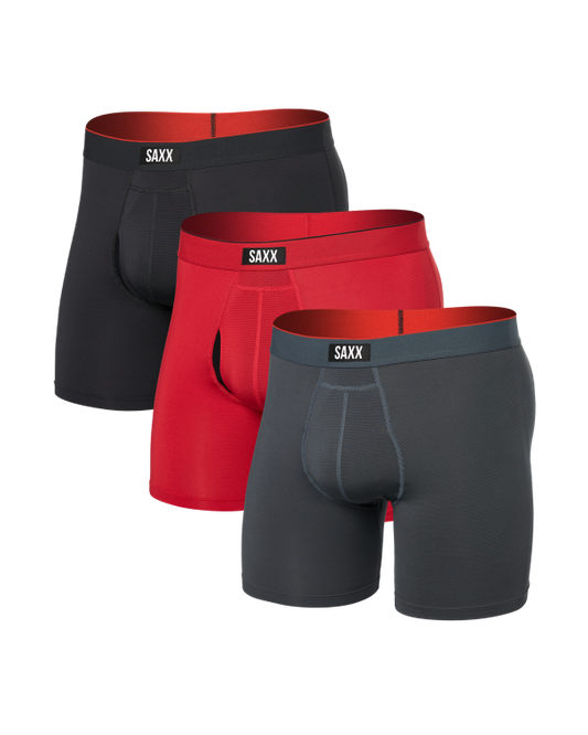 SAXX Multi Sport Mesh Boxer - Sunset Red/Tribulance/Black 3Pack