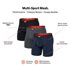 Multi Sport Mesh Boxer - Turbulence/ Navy/ Black 3 Pack